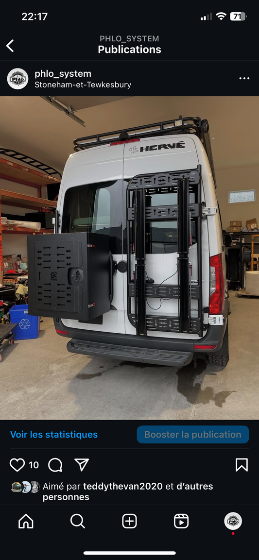 Rack pleine porte droite - Sprinter 2019+ charnière 270