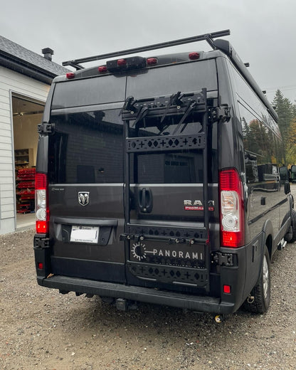 Phlosystem bicycle transport kit on a Ram promaster