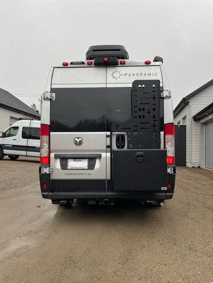 Phlosystem passenger door accessory panel with window space installed on a ram promaster